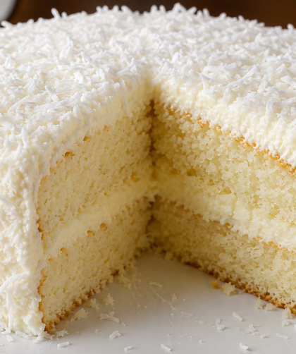 Easy Moist Coconut Cake with Frosting