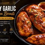 Make this easy honey garlic chicken recipe in just 30 minutes. Juicy chicken breasts coated in a sweet and savory sauce perfect for dinner.