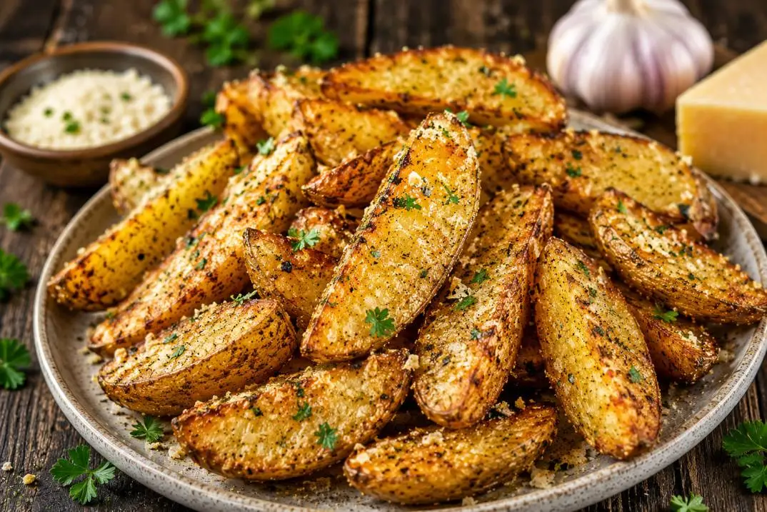 Best Garlic Parmesan Potato Wedges – Crispy & Cheesy