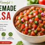 Fresh and vibrant homemade salsa with tomatoes, onions, and herbs.