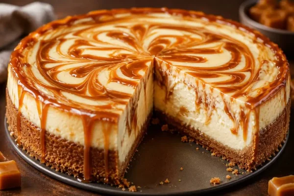Decadent Caramel Swirl Cheesecake