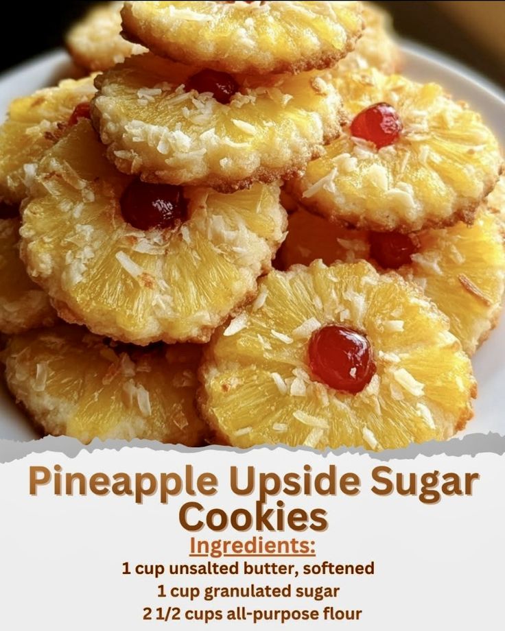 Tropical Pineapple Upside Sugar Cookies