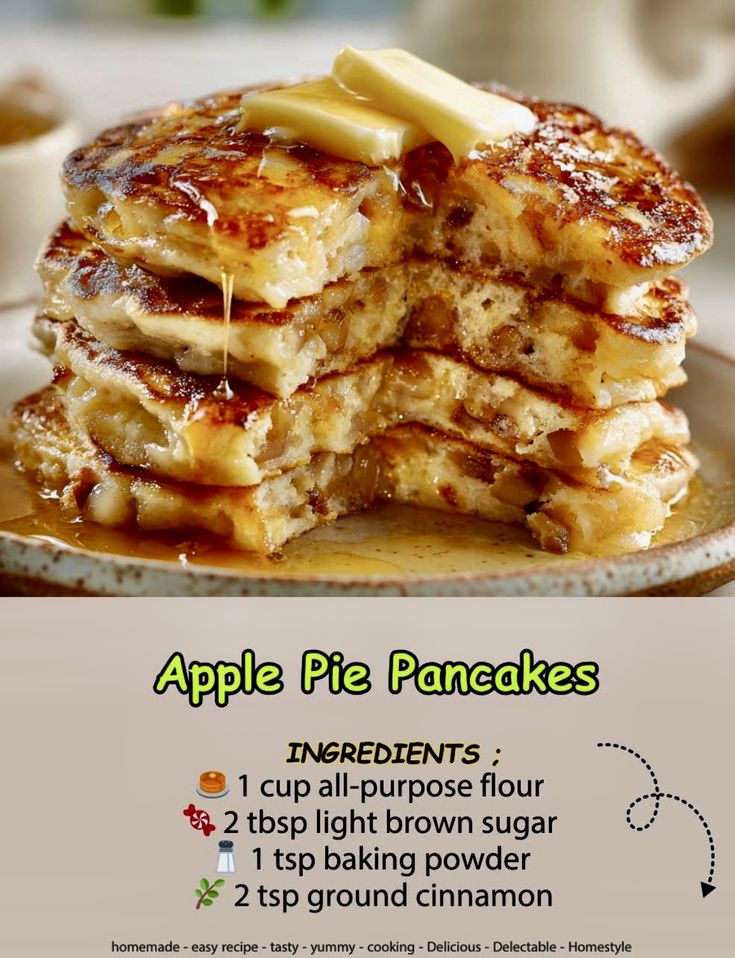 Spiced Apple Pie Pancakes with Caramelized Apple Topping