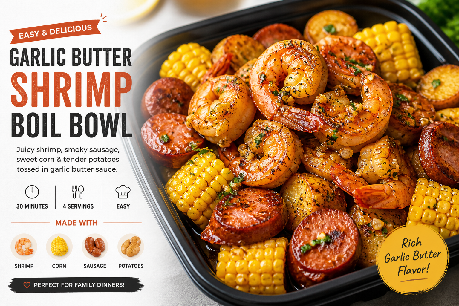 Garlic Butter Shrimp Boil Bowl 🦐🌽 Easy One-Pan Dinner Recipe
