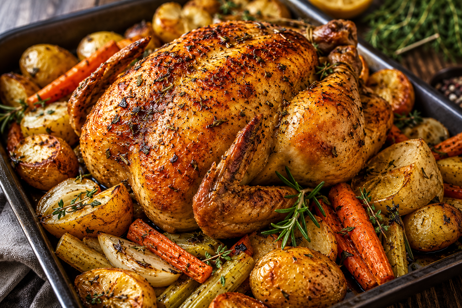 Crispy Herb Roasted Chicken with Vegetables | Easy One-Pan Oven Recipe