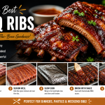 Collage showing step-by-step BBQ ribs recipe from raw pork ribs to glazed and cooked sticky ribs with sauce