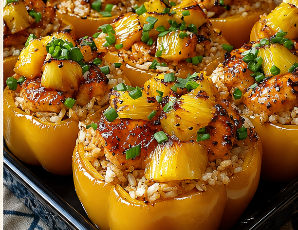 🍍 Teriyaki Pineapple Chicken Stuffed Peppers