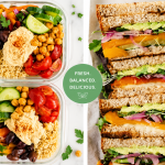 Discover healthy Mediterranean meal prep bowls and veggie sandwiches made with fresh vegetables, hummus, chickpeas, avocado, and whole grain bread. Perfect for easy lunches and healthy meal prep.