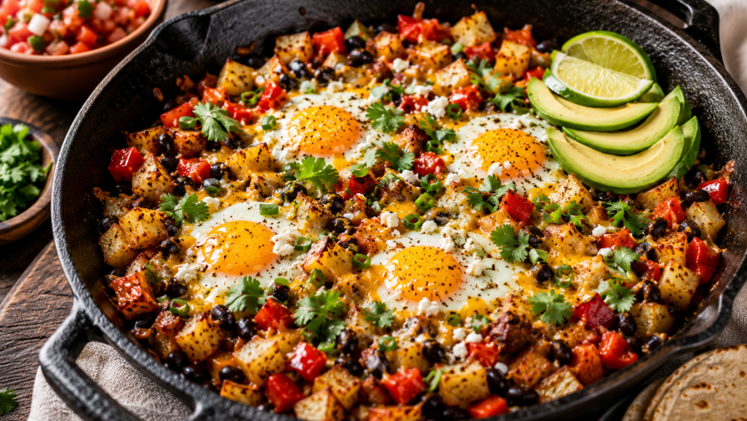 Ultimate Mexican Breakfast Skillet with Eggs, Potatoes, and Avocado